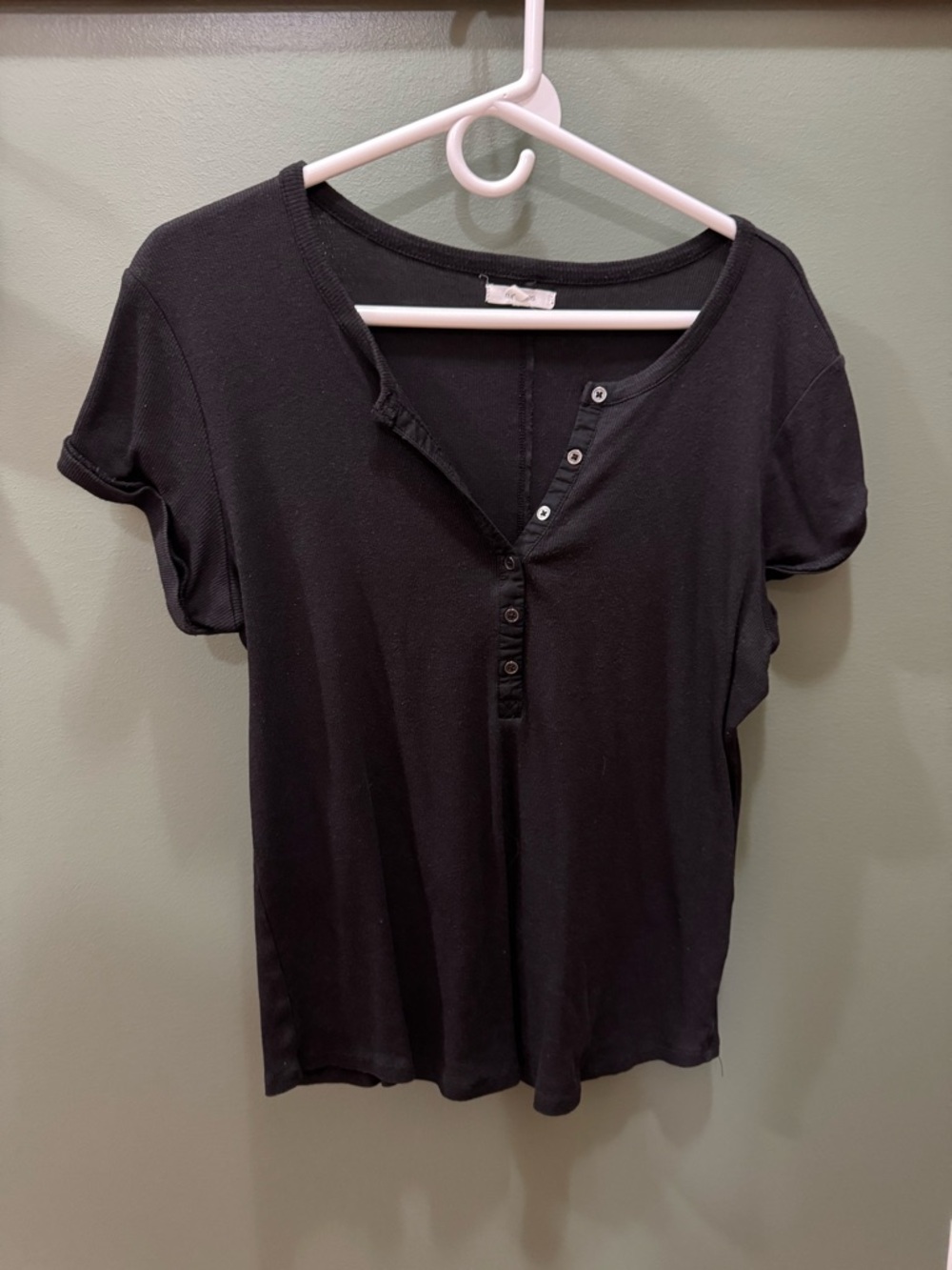 Maurices Black Short-Sleeve Henley Top